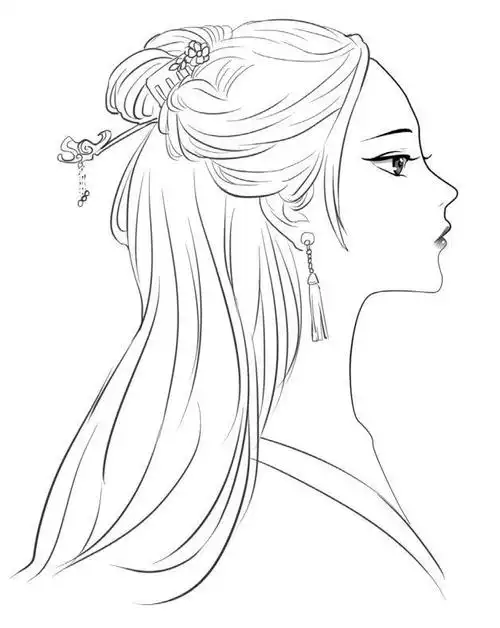 古风女子五种不同角度的头部画法教学