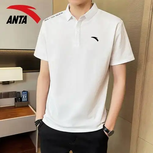 新款短袖纯棉透气休闲有翻领t恤上衣服体恤男夏季安踏运动polo衫