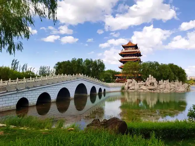 玉门玉泽湖公园美景!