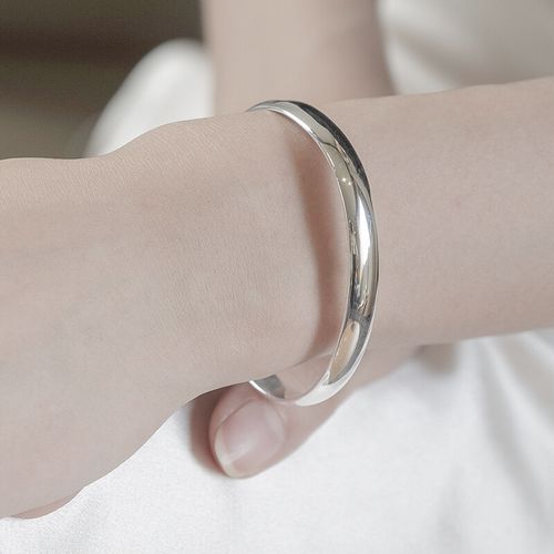 正品9999纯银手镯女夏贵妃足银镯子实心光面款时尚简约年轻款女生