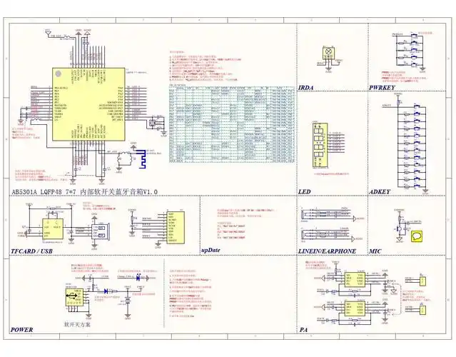 ab5301a软开关蓝牙音箱电路图
