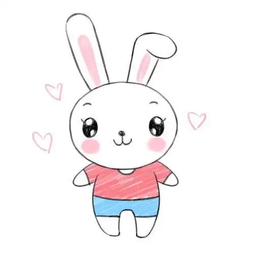卡通小白兔简笔画彩色可爱