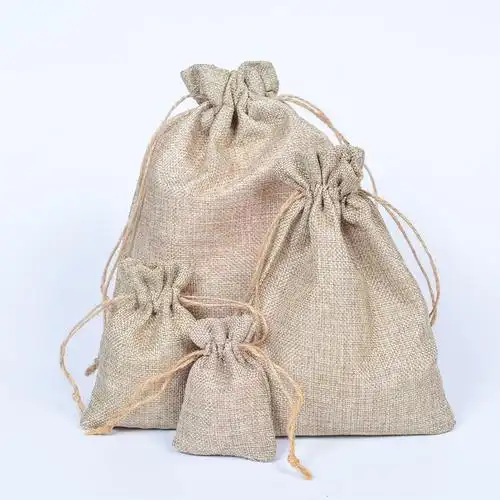 现货麻布袋束口抽绳袋咖啡豆首饰草药香包香囊空袋 印logo