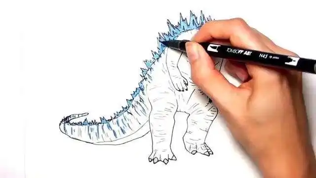 儿童涂鸦简笔画:绘画非常酷的哥斯拉