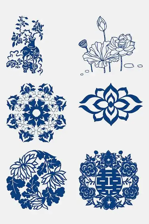 青花瓷图案花纹中国风免抠元素立即下载传统中国结图案免抠元素立即