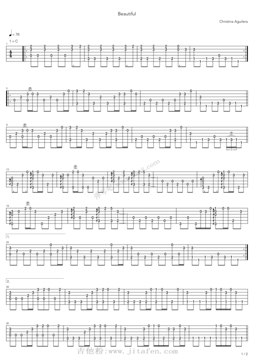 beautiful 吉他谱