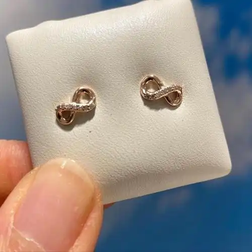 潘多拉耳钉闪亮永恒符号耳饰情侣结婚礼物