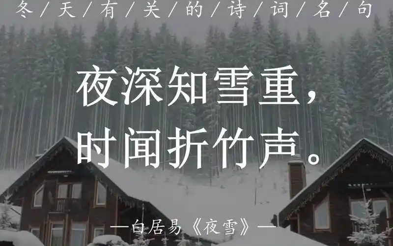 夜深知雪重,时闻折竹声.||臻选描写冬天的诗词名句(中)