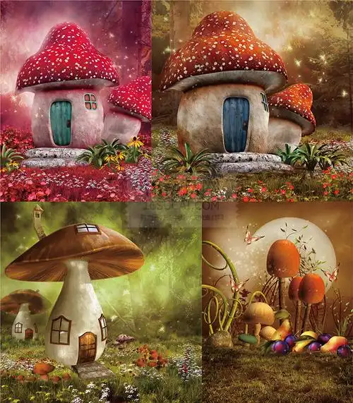 梦幻童话世界蘑菇房屋高清图片 - 素材中国16素材网