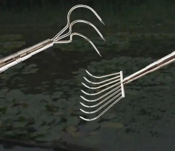 捞水草钩三爪打捞拉草器爪勾子除草刀野钓装备搂草