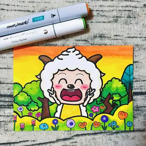 mark马克笔97斯塔高光笔95#画画  #马克笔  #简笔画教程#懒羊羊