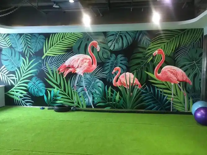 背景墙墙绘|火烈鸟 - 天祈墙绘