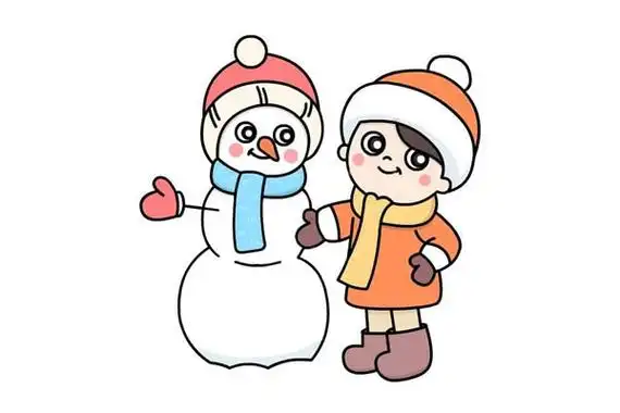 小朋友堆雪人彩色画法简笔画怎么画步骤教程