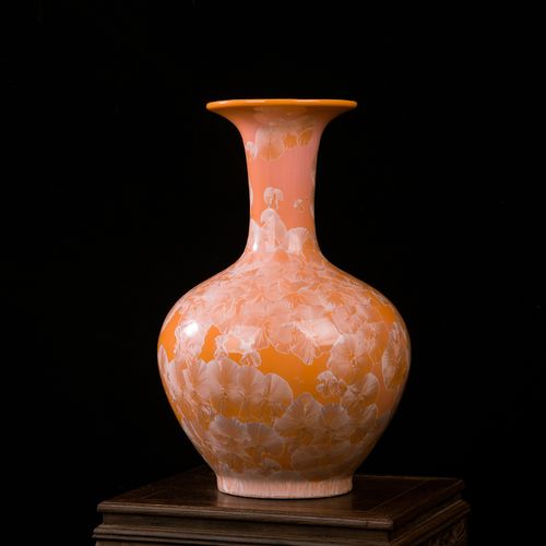 景德镇陶瓷器高温窑变花瓶结晶釉花瓶绿赏瓶客厅桌面玄关装饰瓶工