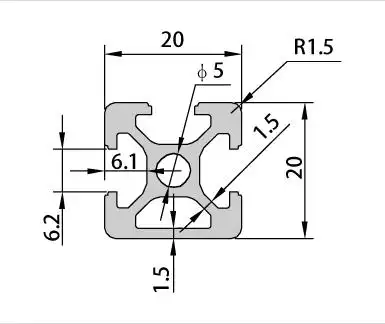 20201n铝型材-2020工业铝型材-欧标-2020铝型材图纸