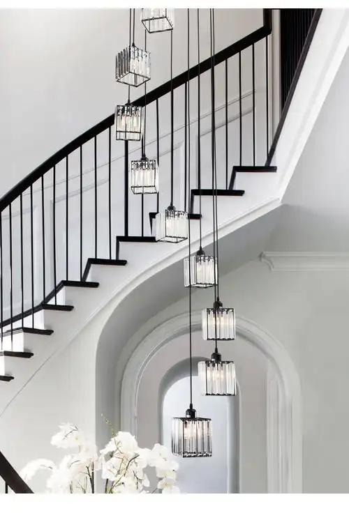 定制楼梯吊灯长吊灯欧式复式楼客厅大吊灯客厅灯水晶吊灯楼梯灯