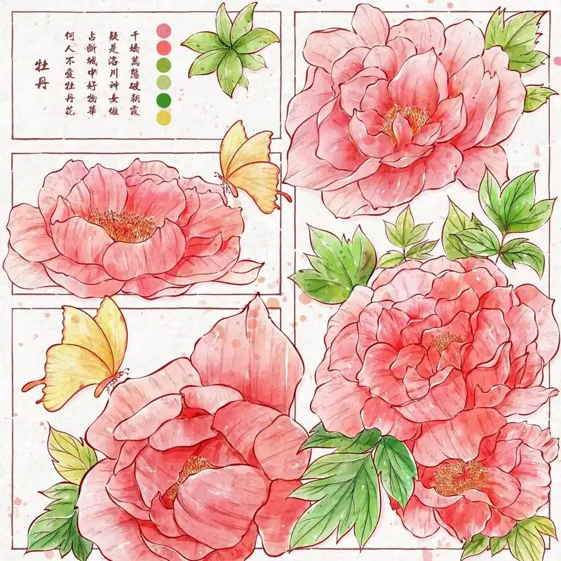 ipad水彩|牡丹.何人不爱牡丹花,占断城中好物华. 疑是洛 - 抖音