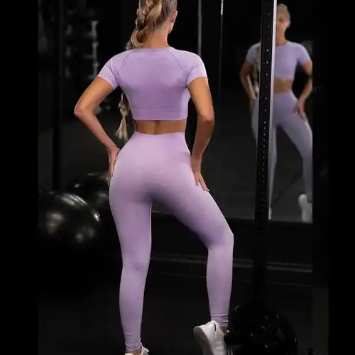 2020亚马逊女装欧美新品无缝爆款瑜伽纯色紧身瑜伽套装