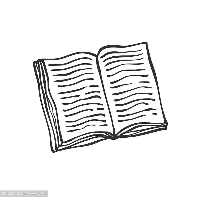 打开书素描轮廓涂鸦黑白色
