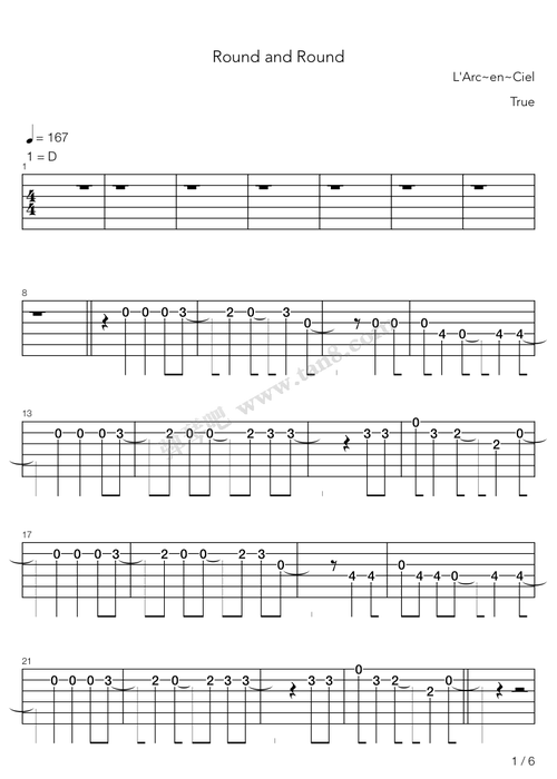 吉他谱 - round and round