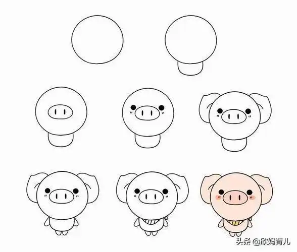 儿童学画可爱的海豹简笔画画法教程步骤图片大全 动物儿童画画大全简