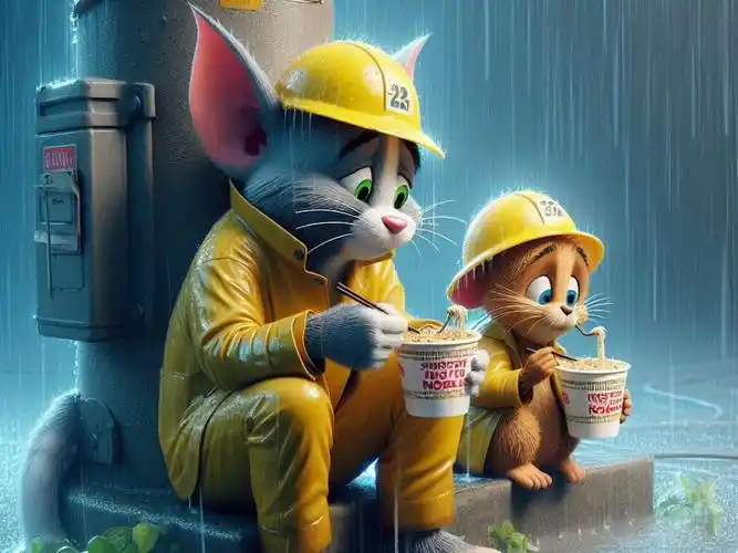 汤姆和杰瑞为了生活,每天打扫大街