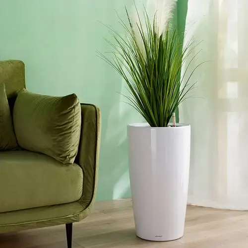 轻奢高筒花盆北欧落地简约大号细高圆形客厅花盆