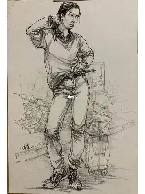 速写人物  #速写课件  #场景速写  #单人场景速写