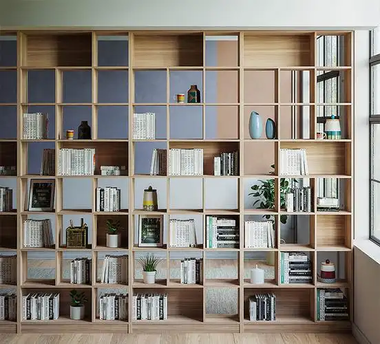 书墙式实木格子架双面书架单元格书架置物架隔断双面书店满墙落地a款