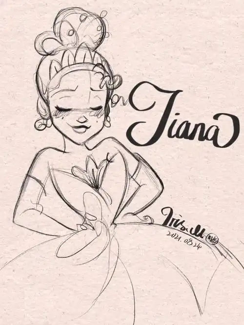 迪士尼公主插画临摹过程图线稿打卡19100