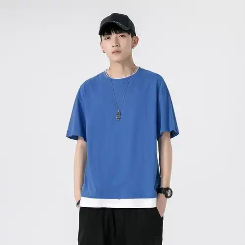 男装衣服夏季新款男士短袖t恤韩版纯色半袖体恤潮纯棉打底衫跨境