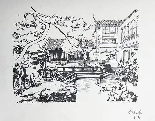江南园林速写1.