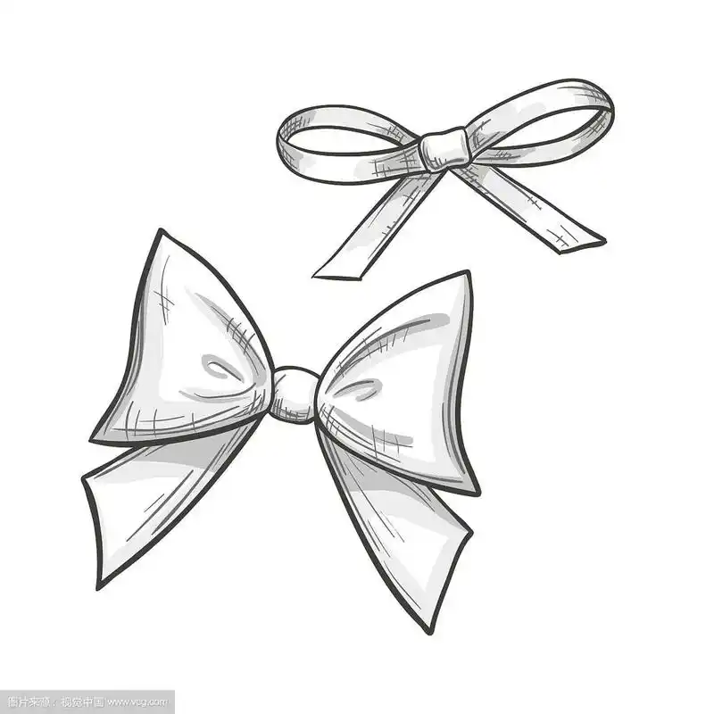 在白色背景上素描蝴蝶结