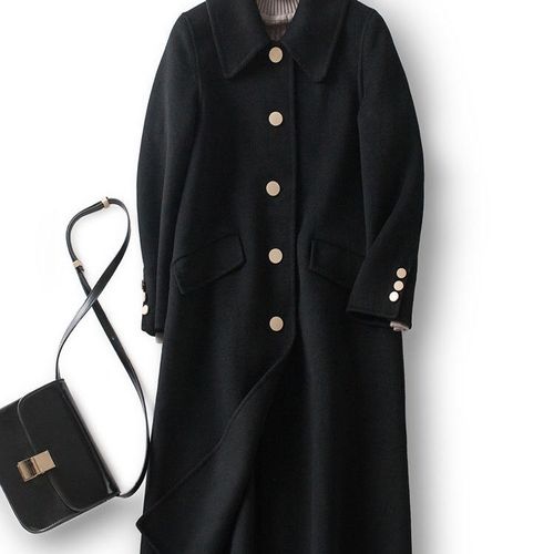 双面羊绒大衣女中长款双面绒羊毛绒韩版显瘦气质百搭黑色呢子大衣