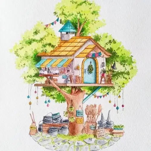 手绘童话小房子,作者:夏柚小姐