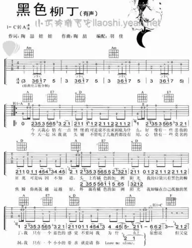 陶喆-黑色柳丁-吉他谱