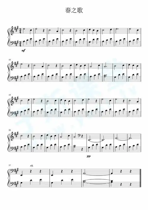 约翰逊汤普森现代钢琴教程1(大汤1)_21春之歌钢琴曲谱,于斯课堂精心