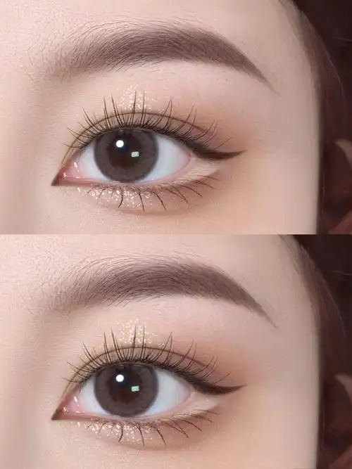 眼线拉长一点点,眼角