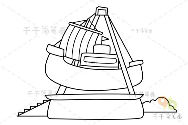 游乐园简笔画一起玩海盗船