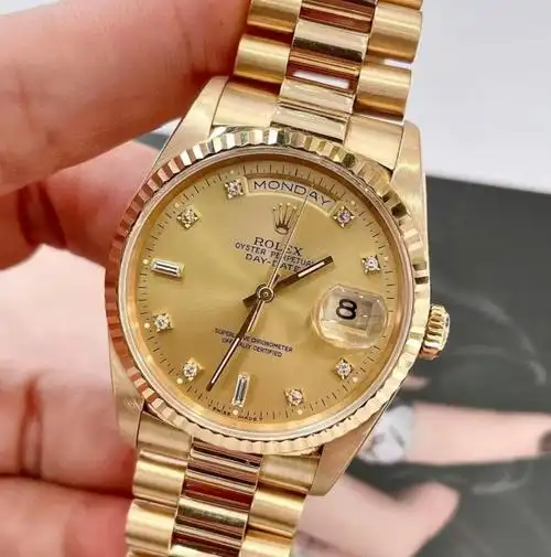 劳力士 日志型18238自动机械男表,表径36mm,整表18k黄金材质,金色表盘