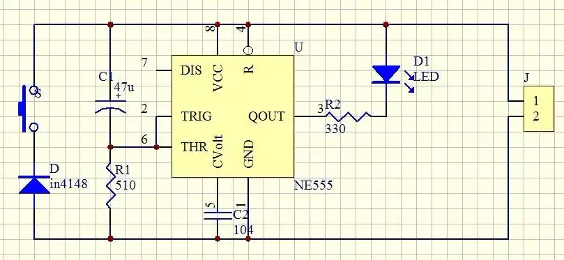 ne555延时关灯电路求分析,附图(网上看见的) - 云知