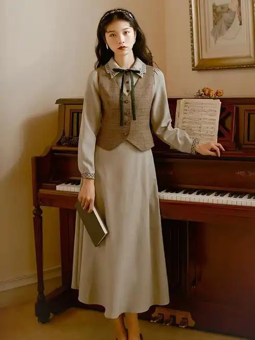民国风女装套装 连衣裙_民国风女装套装裙复古高级感小洋装大小姐裙子