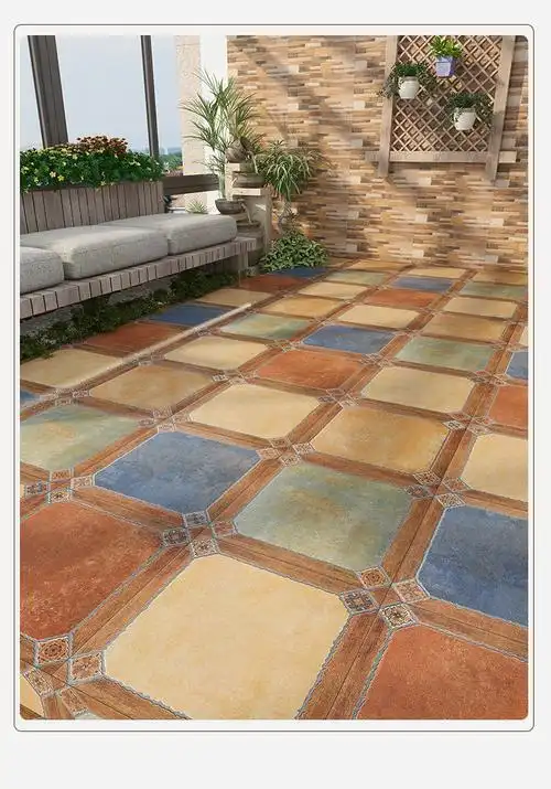 6015别墅阳台瓷砖楼顶室外露台仿古防滑地砖户外美式庭院花园院子