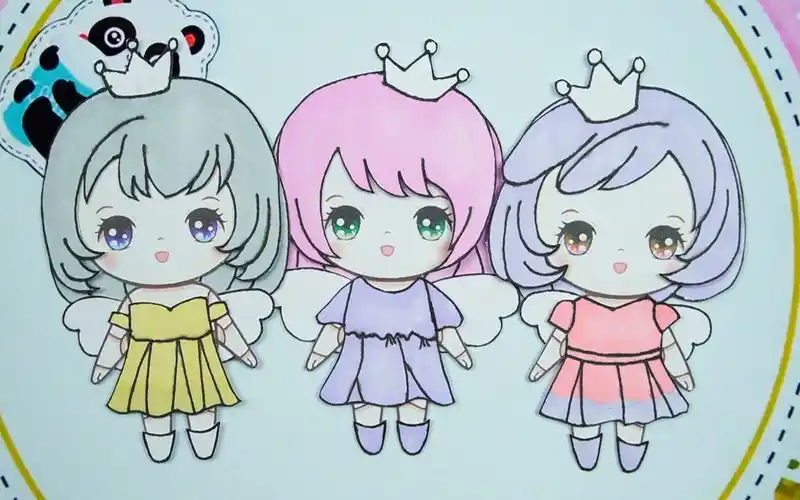 晚安天使宝贝创意手工,纸娃娃q版卡通女孩天使艾莎