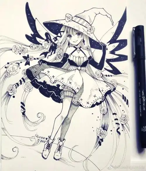 插画师笔下的针管笔动漫女孩,每一张都很吸睛,太美了!_人物