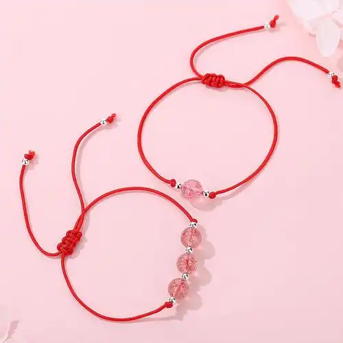 草莓水晶手链编制红绳本命年过年适合百搭简约手饰手链