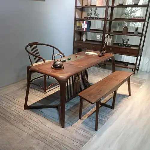 新中式茶桌北美黑胡桃茶桌