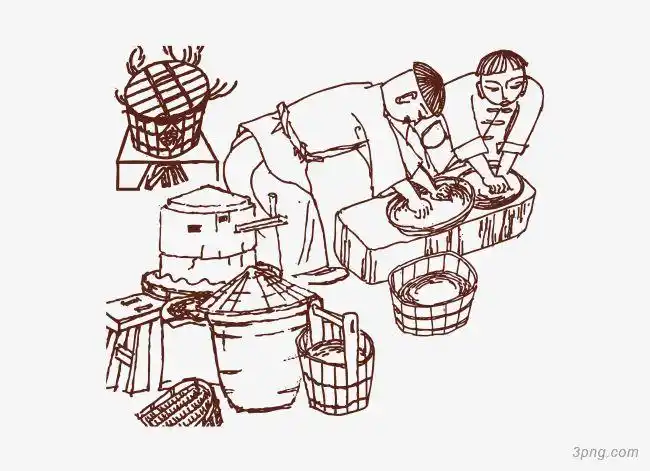 端午节粽子制作手绘线条图