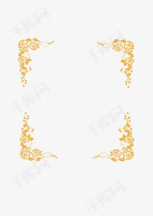 金色花纹边框免抠元素素材图片免费下载-千库网