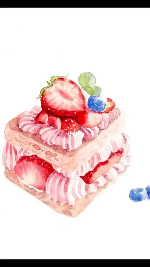 水彩视频教程草莓奶油小蛋糕